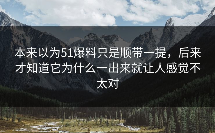 本来以为51爆料只是顺带一提，后来才知道它为什么一出来就让人感觉不太对  第1张