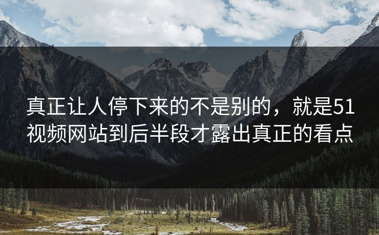 真正让人停下来的不是别的，就是51视频网站到后半段才露出真正的看点