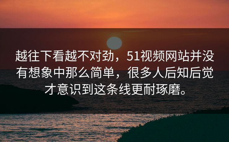 越往下看越不对劲，51视频网站并没有想象中那么简单，很多人后知后觉才意识到这条线更耐琢磨。  第1张