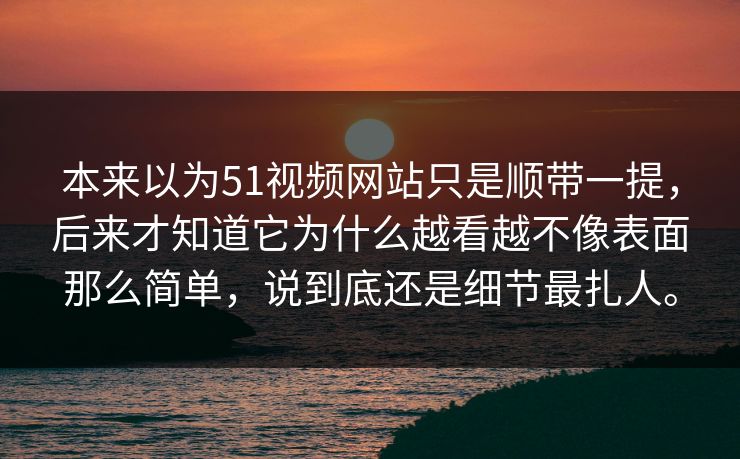 本来以为51视频网站只是顺带一提，后来才知道它为什么越看越不像表面那么简单，说到底还是细节最扎人。  第1张